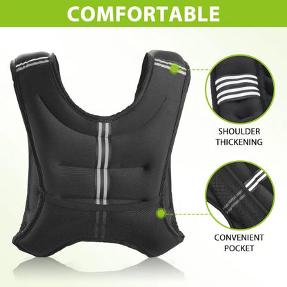 Vest with Reflective Stripe/Pocket for Workout, Strength Training, Running, Fitness, Muscle Building, Weightlifting