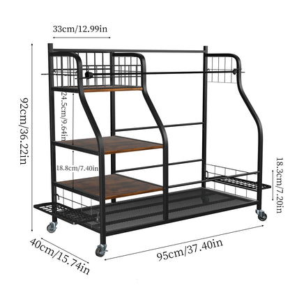 Multifunctional Rolling  Shelf Metal Sports Equipment Organizer