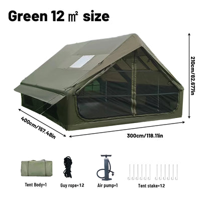 Inflatable Tent With Skylight, Quick Setup With Pump, Outdoor Family Luxury Tent