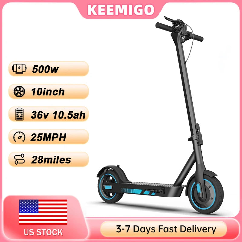 500W Electric Scooter Dual Motor 25MPH 10'' Air Tires