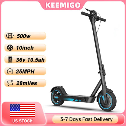 500W Electric Scooter Dual Motor 25MPH 10'' Air Tires