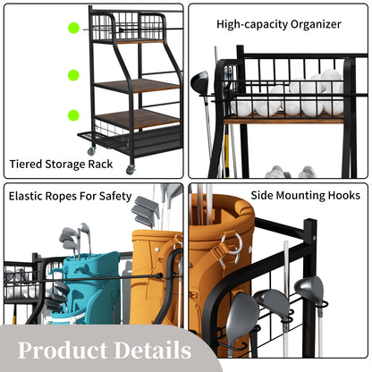 Multifunctional Rolling  Shelf Metal Sports Equipment Organizer