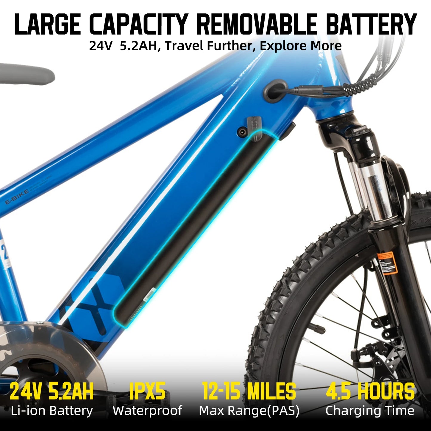 Electric Bike for Kids 250W Motor, Mountain Bicycle Safe