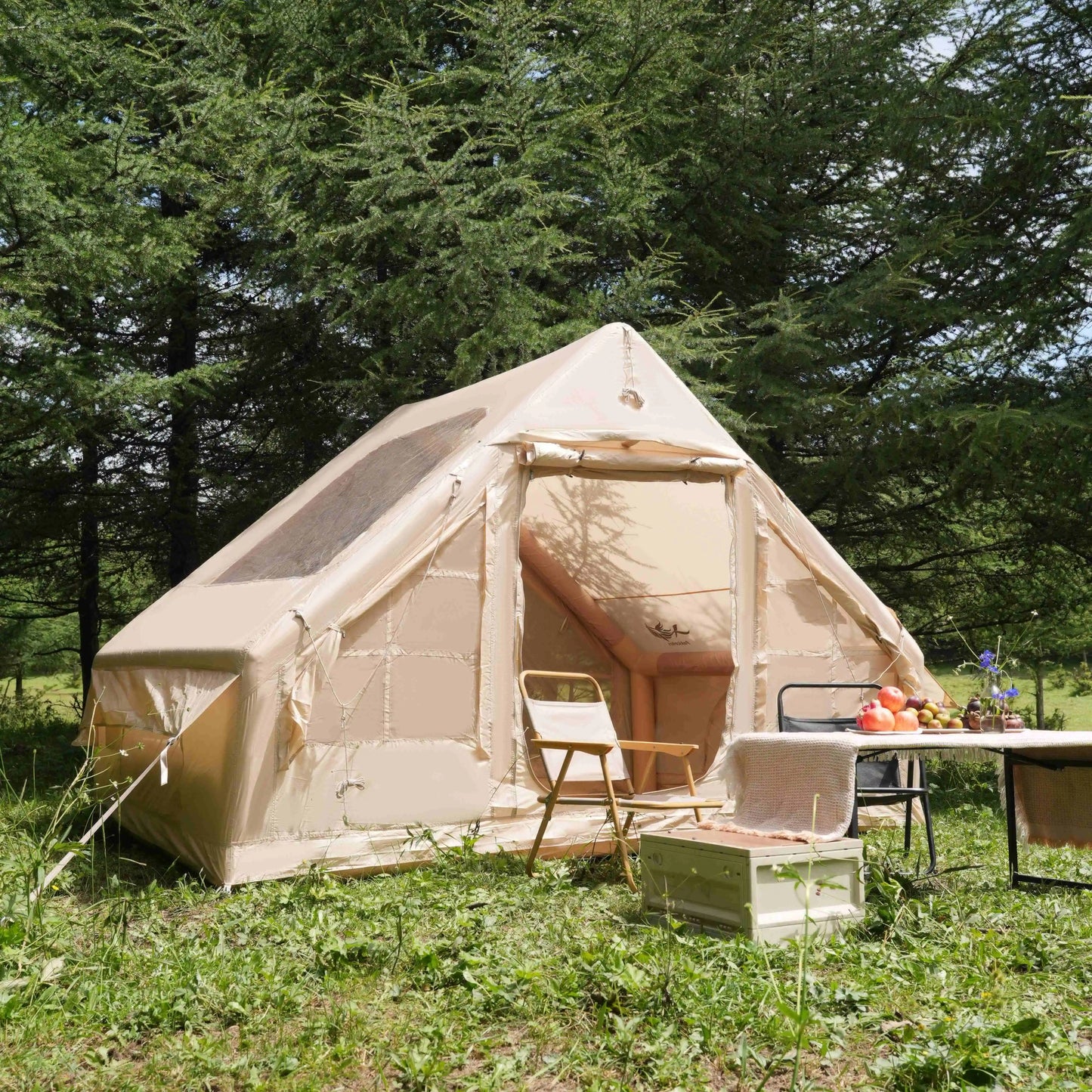 Inflatable Tent With Skylight, Quick Setup With Pump, Outdoor Family Luxury Tent