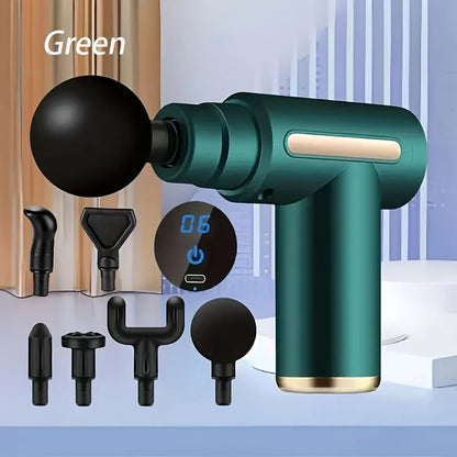 Compact Deep Tissue Massager Rechargeable 4 Interchangeable Heads