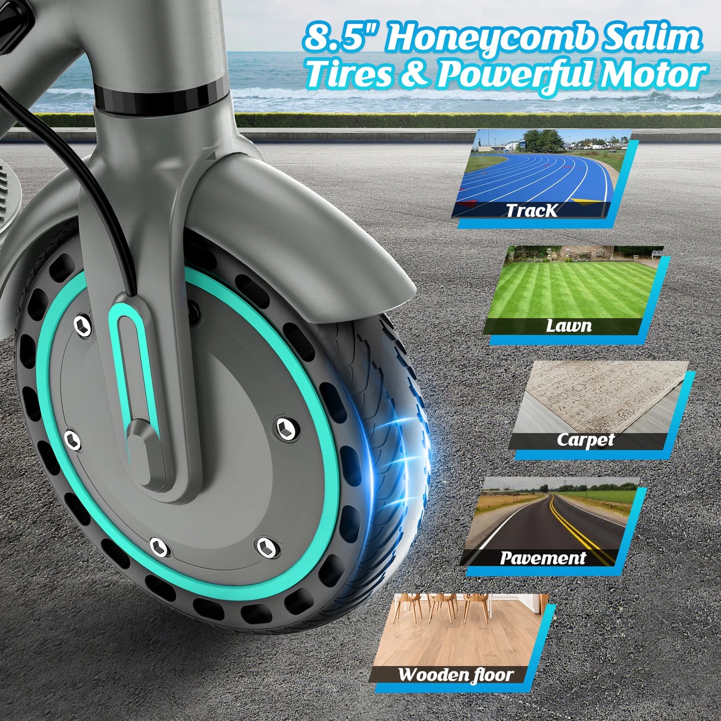 350W Motor Electric Scooter 8.5'' Solid Tire 19MPH