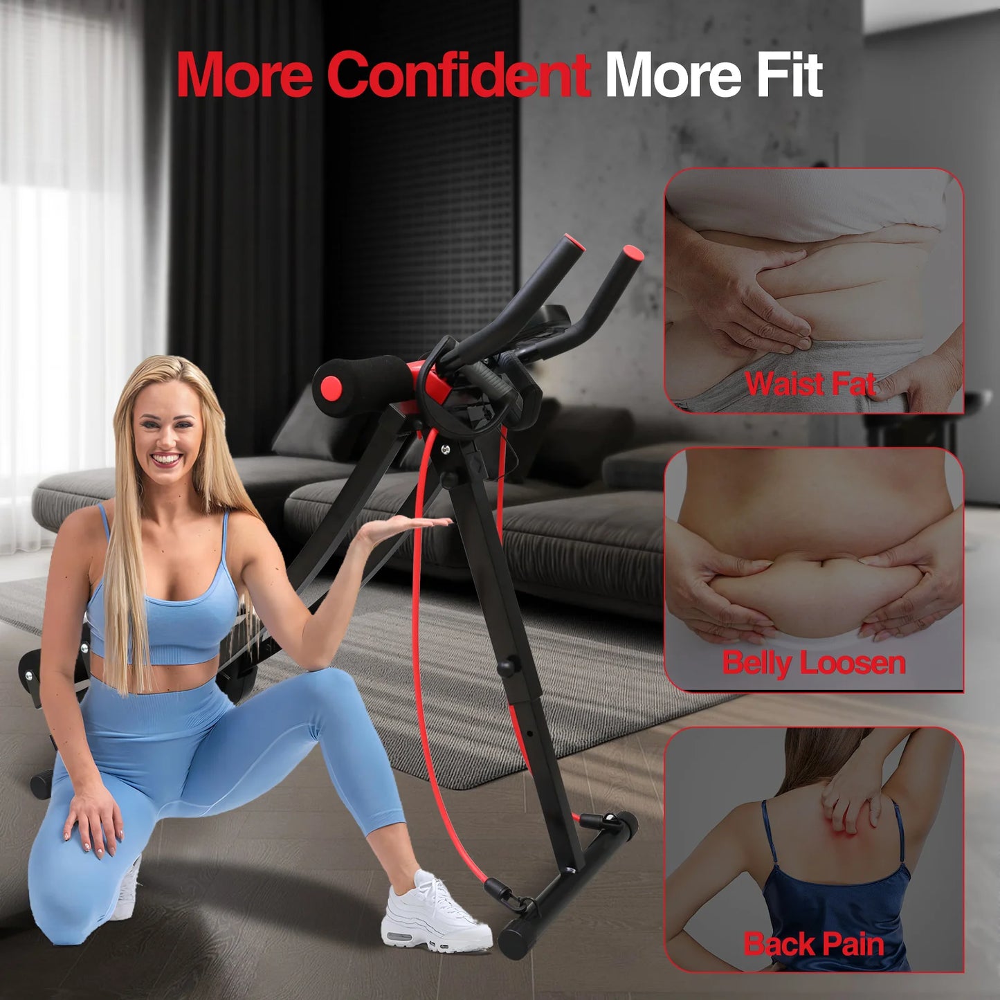 Dual Track Ab Machine Adjustable Waist Trainer Foldable