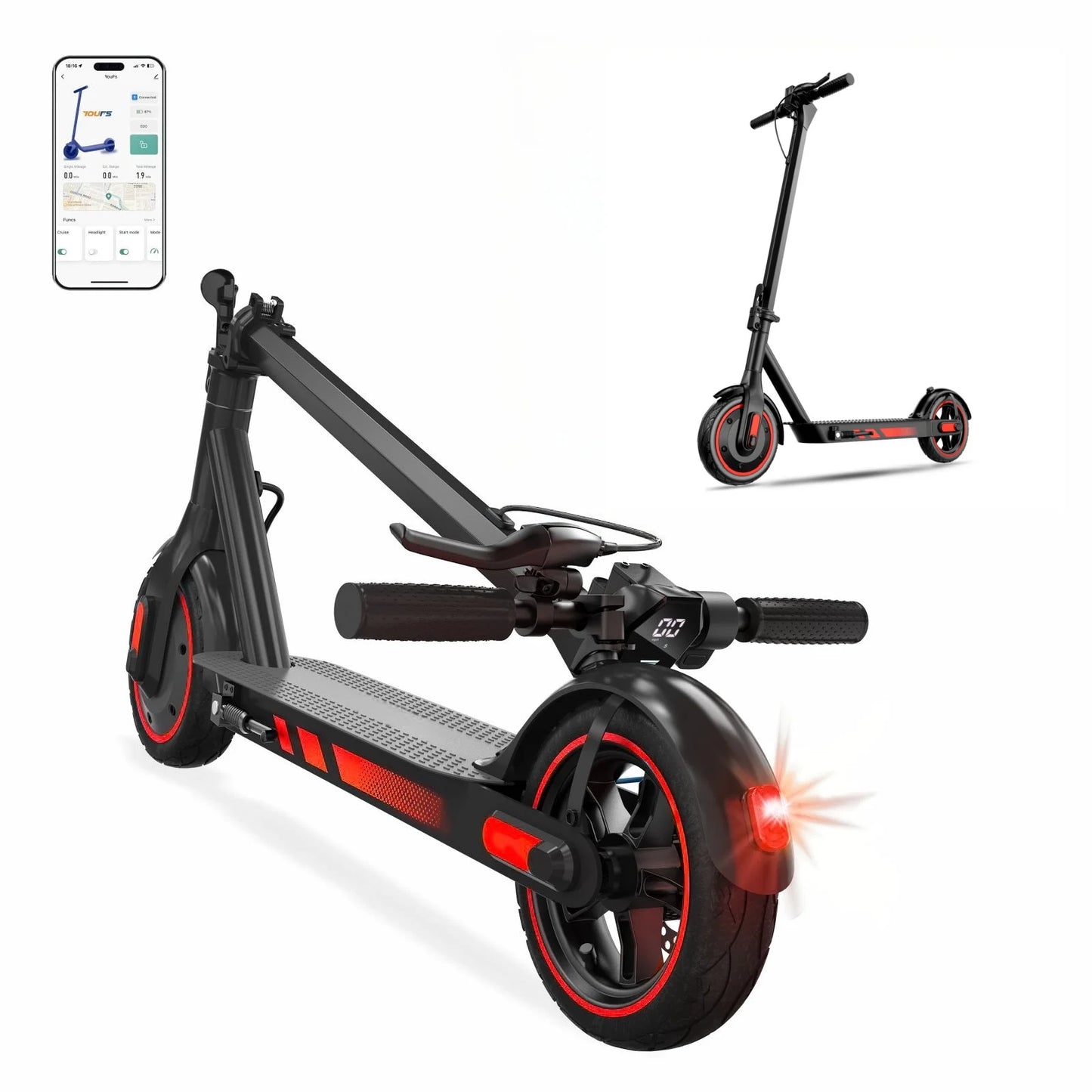 500W Electric Scooter Dual Motor 25MPH 10'' Air Tires