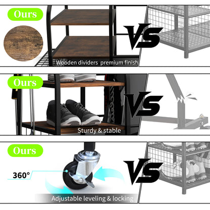 Multifunctional Rolling  Shelf Metal Sports Equipment Organizer