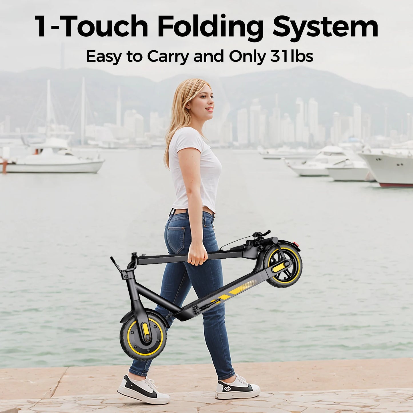 500W Electric Scooter Dual Motor 25MPH 10'' Air Tires