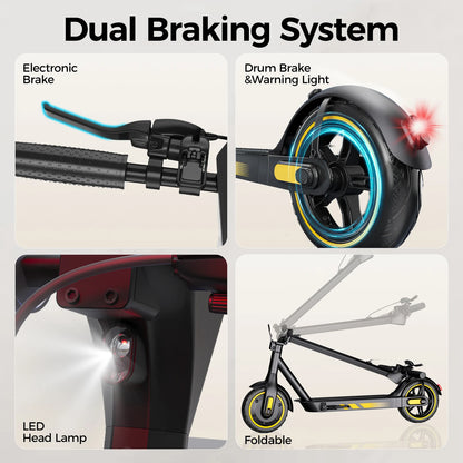500W Electric Scooter Dual Motor 25MPH 10'' Air Tires