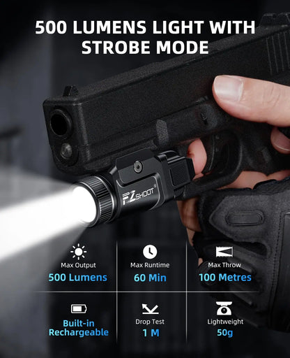 Bright Pistol Light Rechargeable Strobe Mode