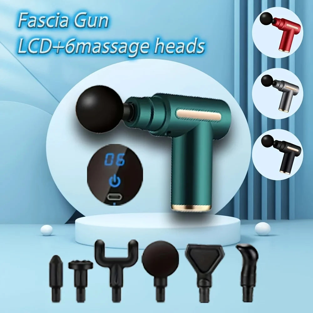 Compact Deep Tissue Massager Rechargeable 4 Interchangeable Heads