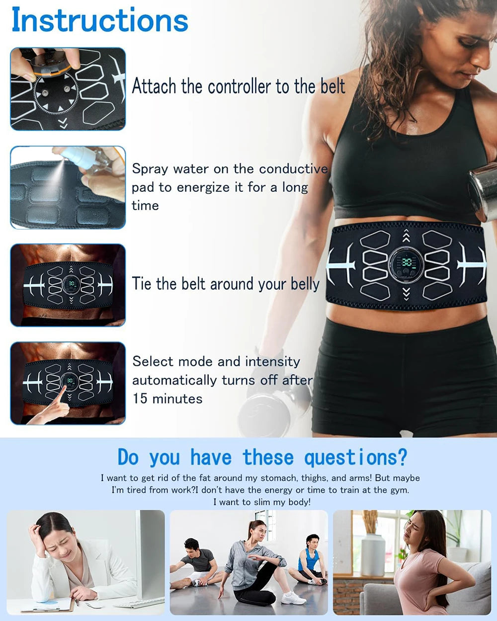 Abdominal Toning Belt Muscle Stimulator Fitness Equipment