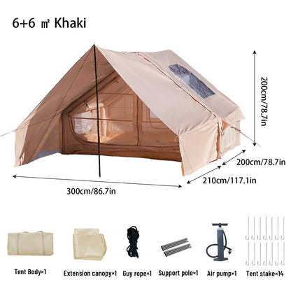 Inflatable Tent With Skylight, Quick Setup With Pump, Outdoor Family Luxury Tent