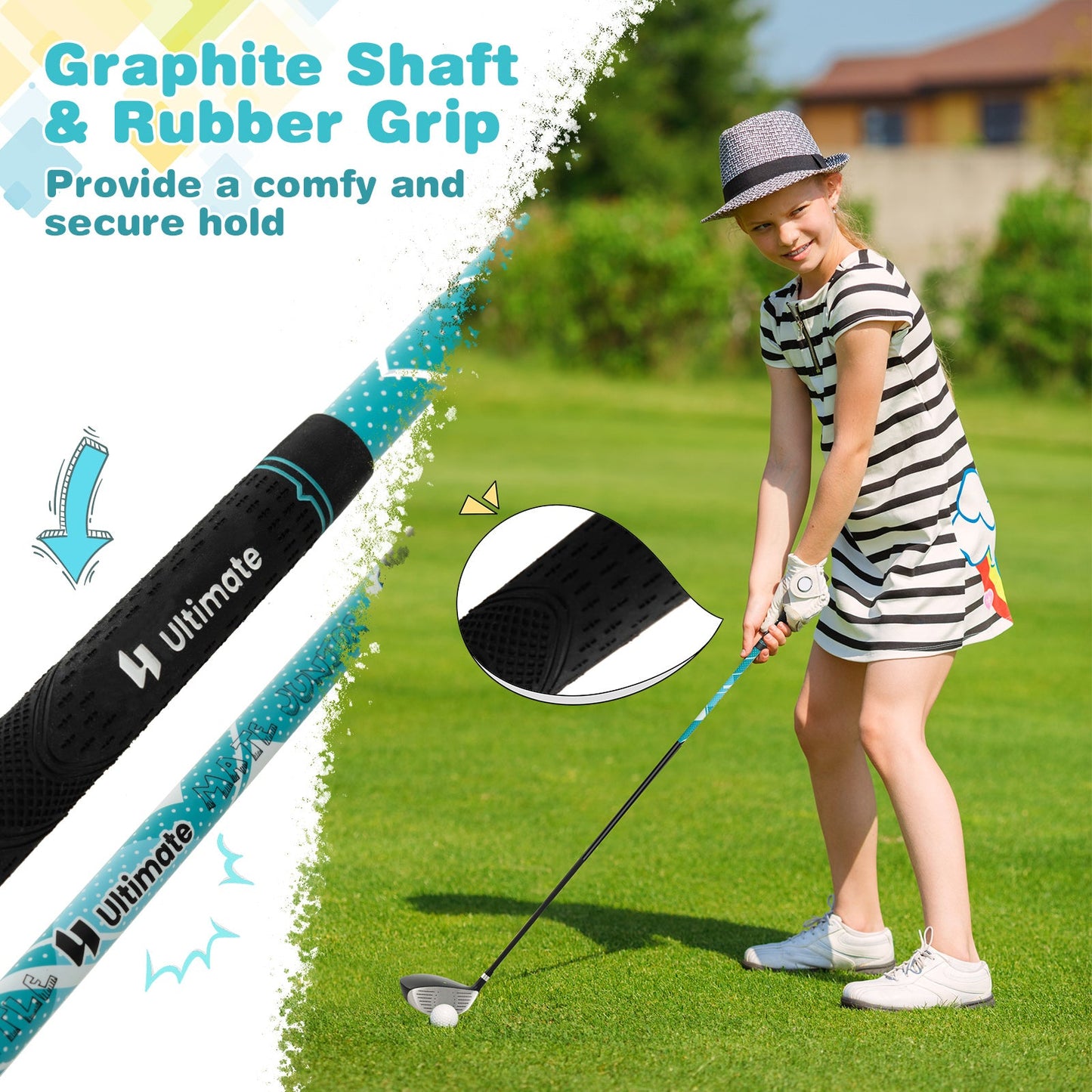 Junior Complete Golf Club Set with Stand Bag Rain Hood