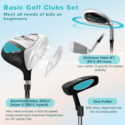 Junior Complete Golf Club Set with Stand Bag Rain Hood