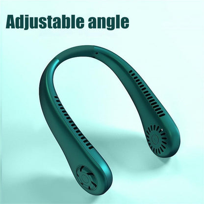 Portable Neck Fan USB Rechargeable Bladeless Fan Mini Electric Ventilator Silent Neckband Wearable Cooling for Sports Wearable Necklace Fan with 3 Speeds for Home Office Travel Outdoor Sports